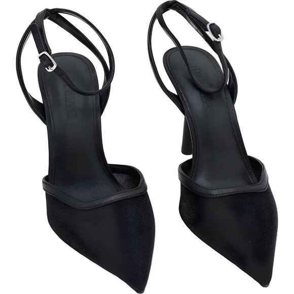Steve Madden Alliance-M Black Mesh Slingback Pointed Toe Heels Women's US 8.5M - Picture 1 of 6